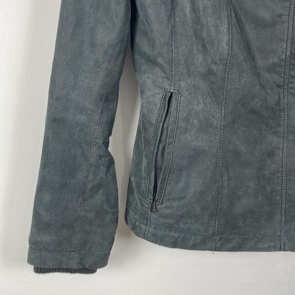 Danier Black Leather Fur Trim Moto Jacket - S - Picture 2 of 5